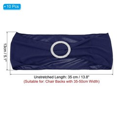 10Pcs 14″x5″ Stretch Chair Sashes Bows Chair Bands Sash with Buckle Dark Blue