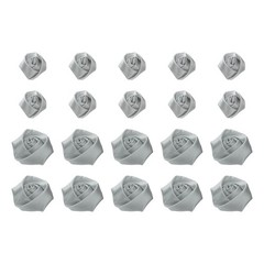 20pcs 2.5cm/5cm Ribbon Flower Rose Artificial Fabric Flowers (Light Grey)