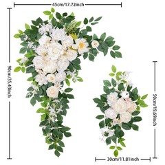 Odouzy Pack of 2 Wedding Arch Artificial Flowers Wedding Decor Flower Garland Be