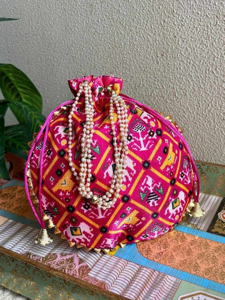 Lot of 100 Pcs Patola Print Potli Bag, Women’s Potli Bag, Girl’s Bag For Her
