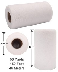 Sequin Glitter Tulle Fabric Roll, 6 Inch By 50 Yards, White Net Ribbon