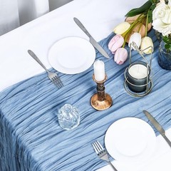 XSEINO 2 Pieces 10FT Sage Green and Dusty Blue Cheesecloth Table Runner Boho