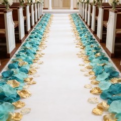 900PCS Teal Aqua Mint Gold Silk Rose Flower Petals Party Confetti Table