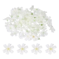 100Pcs Fake Silk Flower Heads, Artificial Cherry Blossom Wedding, White