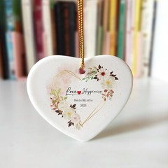Personalized Heart Ornament – Custom 3 Lines Couple Gift Wedding Keepsake