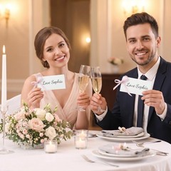 200 PCS Table Setting Place Name Cards 15.75 Inch Velvet Ribbon 3.54×1.57 In