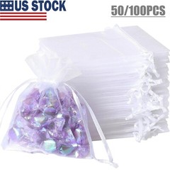 100Pcs Sheer Organza Wedding Party Favor Gift Candy Bags Jewelry Pouches 4×5″ US