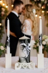 Unity Candle Set for Wedding Ceremony & Reception – 6” Pillar & Two