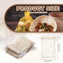 50Pcs Organza Bags 3.1×4.3 Inch Candy Bags Mesh Bag Jewelry Bag White-Gold