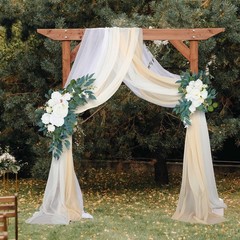 Thiccywoov 4 Pcs Wedding Arch Flowers and Drape Kit Include 2 Artificial Flor…