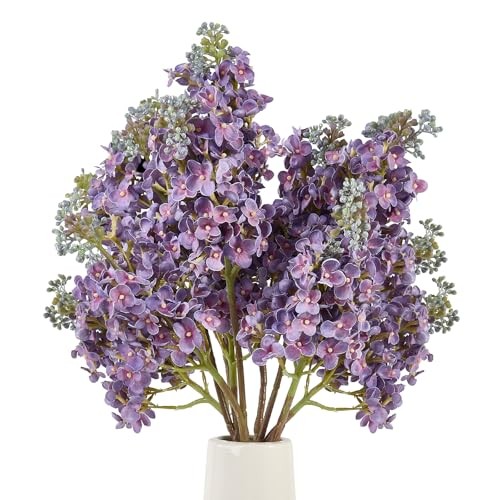 4PCS 25.6inch Lilac Artificial Flowers Purple Fake 4 Pcs 25.6inch Purple