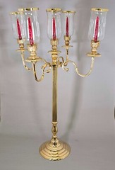 Candelabra Brass 24″W 42.5″Hi 5-Lights Glass Shades are Included FREE SHIPPING