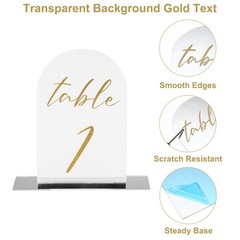 Arch Table Numbers 1-10 6″x4″ Acrylic Sign with Stand Single-Sided Mirror/Gold