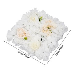 12PCS White Silk Artificial Flower Wall Panels Backdrop With 100 Cable Ties