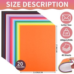 Uncle Paul 40 Sheets Mixed 20 Colors Letter Size [40 Sheets], 20