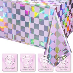 FunnyPars 3Pack Iridescent Checkered 54″ x 108″ (3 Pack), Checker