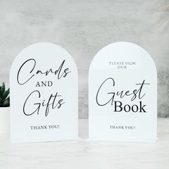 2 PCS White Acrylic Wedding Signs 5×7 Inch Arch Table Sign Base Reception