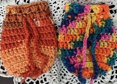 2 Crochet Drawstring Bags Wedding Party Favor Pouch Jewelry Gift Coin Dice Bags