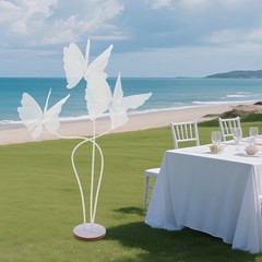 Wedding Artificial Butterfly Decorations Giant 3-head 53.15″ White Decoration
