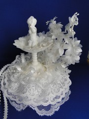 New Vintage Bakery Crafts «Cherish» Cherub Fountain Wedding CakeTop #413