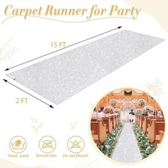Silver Carpet Aisle Runner for Wedding Ceremony 2 ft x15 ft Sparkly Sequin We…