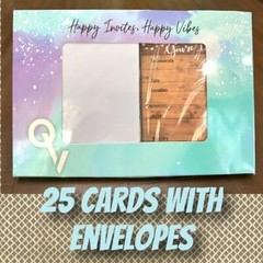 25 rustic invitations & 25 envelopes for wedding, bridal shower, birthdays, e…