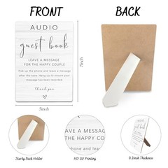 Audio Guest Book Sign – Audio Phone Guestbook Wooden 5x7inches Audio White