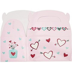 Valentine Treat Boxes – 24 Count, Pink, 5.9-Inch Glossy Heart Cardstock –