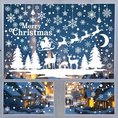 209 Pcs Christmas Window Clings – 9 Sheets White Snowflake Christmas Trees Wi…
