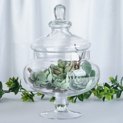 Set of 3 10″ 12″ 14″ tall Clear Glass Apothecary Jars Containers with Lids Sale