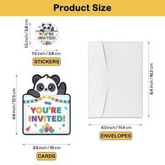 REWIDPARTY Panda Kids Birthday Invitations with Envelopes & Stickers（Set