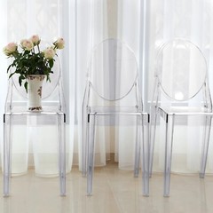 4 Clear 36 in Stackable Acrylic Transparent Banquet CHAIRS Oval Back Party Event