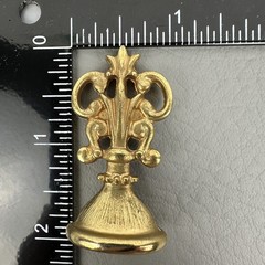 Vintage Brass Wax Seal Stamp Monogram W Ornate Fleur De Lis 2″