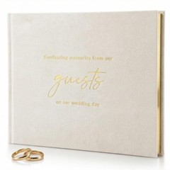 Simply Beige Wedding Guest Book for Reception Linen Sign In Book