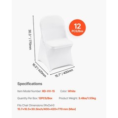 Uimoso 12PCS White Spandex Chair Covers for Weddings, Parties, and Dining Events
