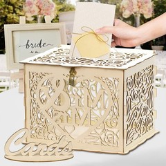 1 PCS Wooden Wedding Card Box With Lock Sign Mr Mrs Money Gift Post Case