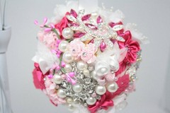 Crystal Rhinestone Pomander Kissing Ball Shabby Cottage Chic Pink Fuchsia
