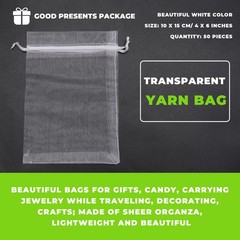 50 Pieces 4 by 6 Inch Organza Gift Bags Drawstring Jewelry Pouches Wedding9934