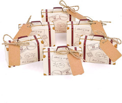 30PCS Mini Suitcase Favor Boxes, Party Favor Candy Box Vintage Kraft Paper Gift