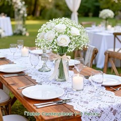 24PCS White Babys Breath Artificial Flowers,11» Elegant Faux 24-Baby Breath
