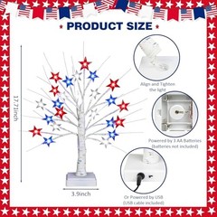 8″ 4th of July Patriotic Decorations Tree with 24 LED Red White Blue Star 1