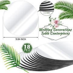 18 Pcs Round Mirror Candle Plate Set Round Trays Circle Centerpieces 10 Inch