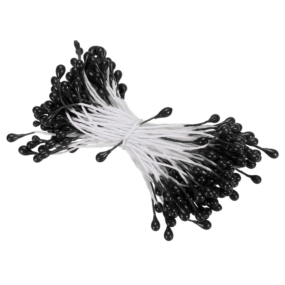 PATIKIL 3mm Double Heads Flower Stamen, 150 Pcs x 55-60mm, Black