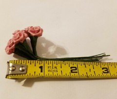 Lot 144 pcs Mini Tiny Pink Satin Ribbon Roses Flowers 10mm 3/8″ on Wire Stem