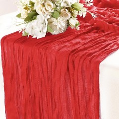 Bright Red Cheesecloth Table Runner 10FT Gauze 35×120 Inches,
