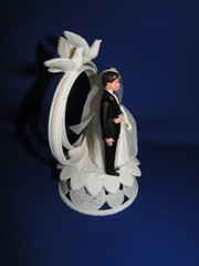 New Vintage Wilton Petite Double Rings Couple Wedding CakeTop, doves, 104-42413