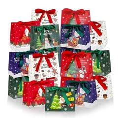 48 Pack Christmas Small Gift Bags, 6.4×3.1×5.1 Inch Xmas Goodie Bags 48pcs
