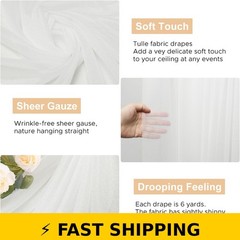 Wokceer Ivory Wedding Arch Draping Fabric 28.7″ x 20FT