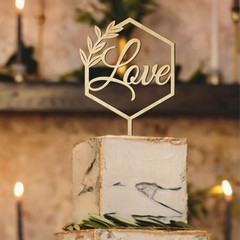 Love Wooden Cake Topper for Wedding Birthday 9×5 Inch (Pack of 1), Unpainted
