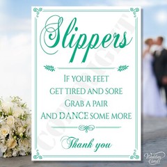 Slippers Feet Wedding Tired Grab Pair Dance some more Sandals Shoes Card Sign A4
